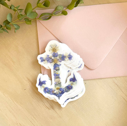 Anchor Pressed Flowers 3" Vinyl Sticker