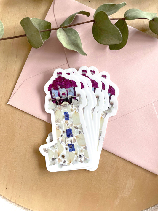 Lighthouse Pressed Flowers 3" Vinyl Sticker