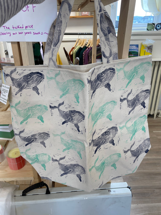 Block Print Beach Tote Bag - Handmade in Cheticamp, Nova Scotia