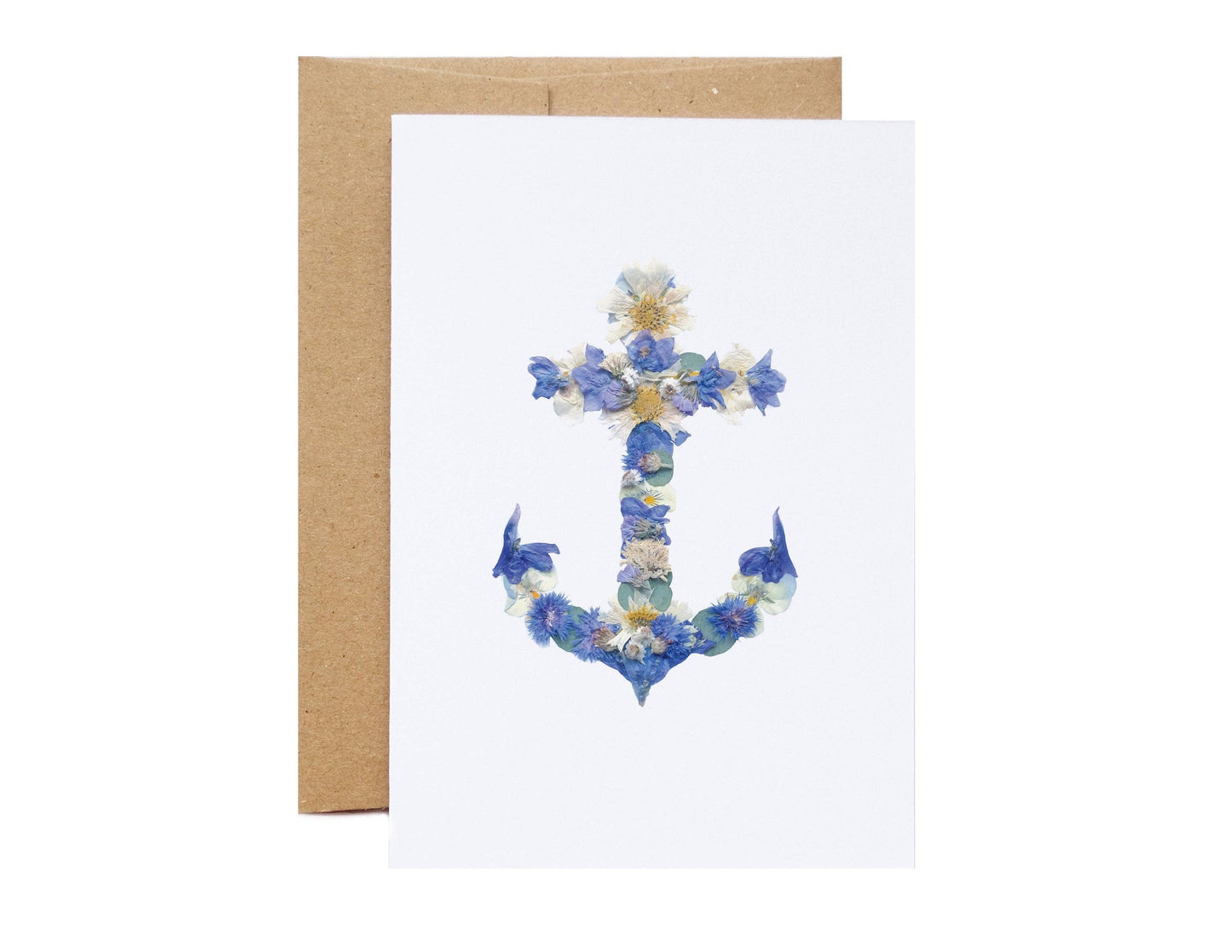 Anchor Nautical Pressed Flower, Large Greeting Card