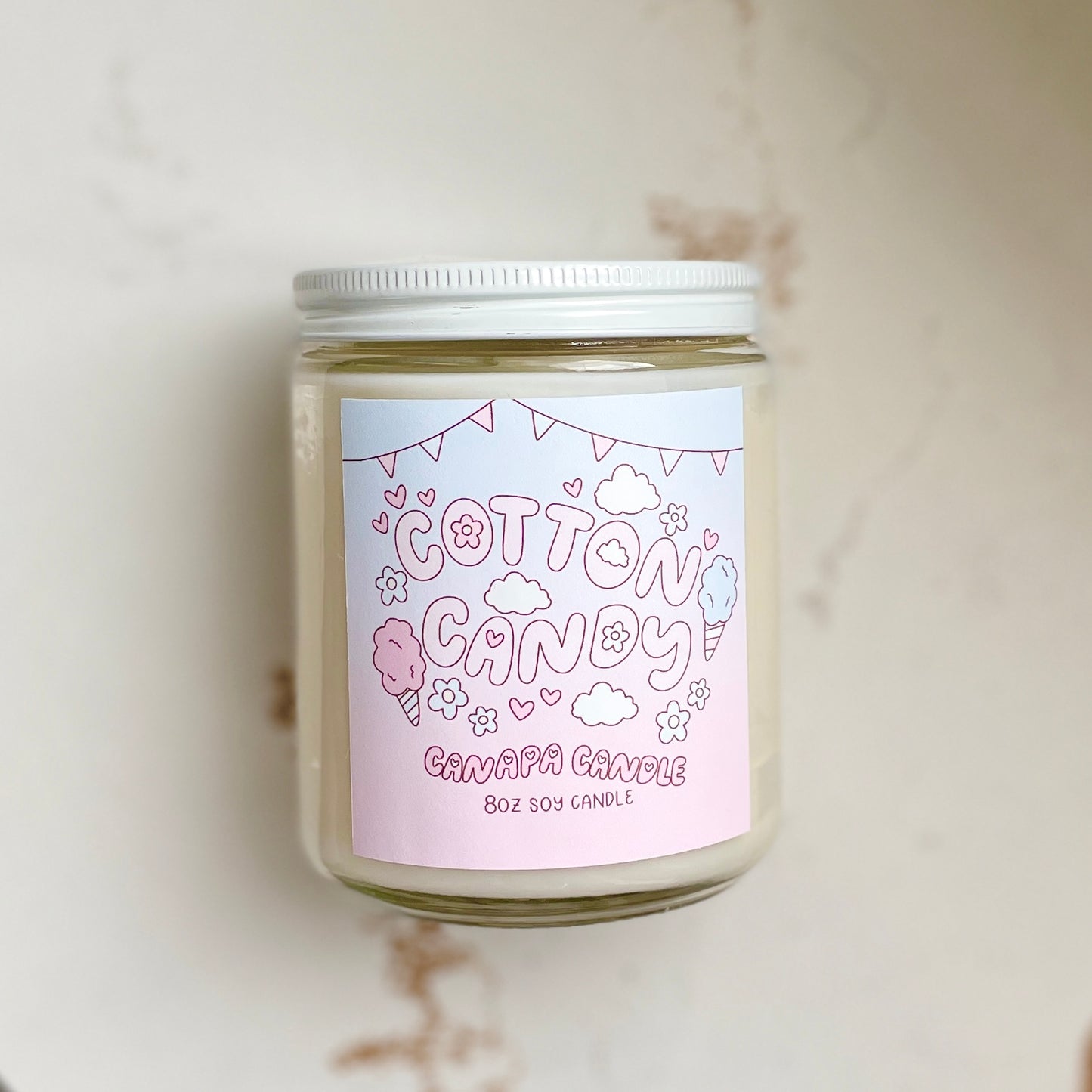 Cotton Candy Soy Candle - Fluffy Pink & Blue Cotton Candy