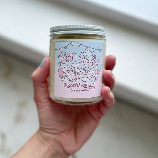 Cotton Candy Soy Candle - Fluffy Pink & Blue Cotton Candy