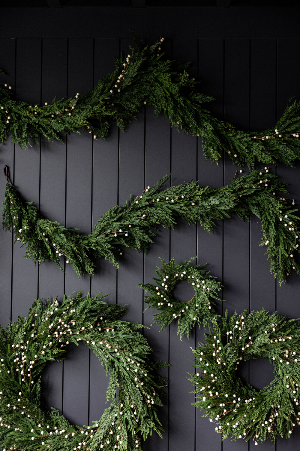 White Plum Berry Norfolk Cypress Real Touch Wreath - 14"