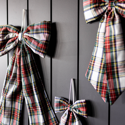Bow Holiday Red Plaid Fabric: Small