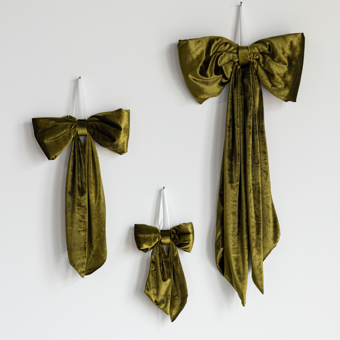 Chartreuse Velvet Holiday Bows: Small
