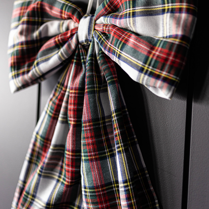 Bow Holiday Red Plaid Fabric: Small