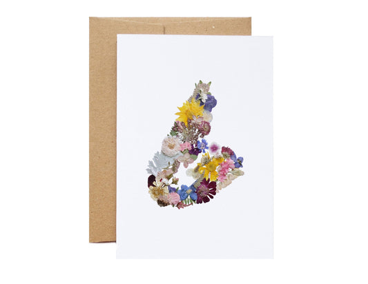 Cape Breton Map Pressed Flower, Nova Scotia, Large Greeting