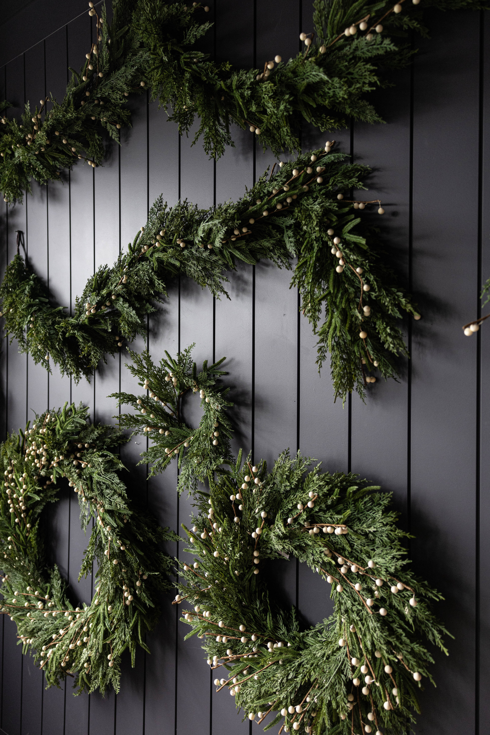 White Plum Berry Norfolk Cypress Real Touch Wreath - 14"