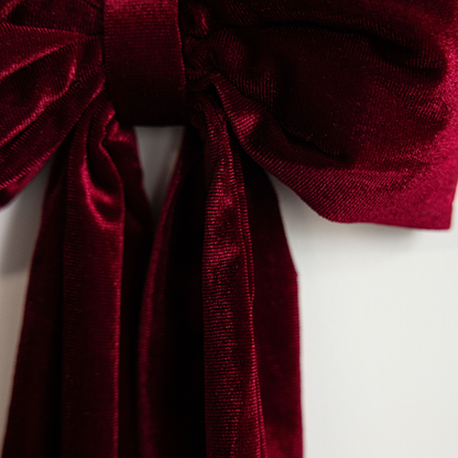 Bows Red Velvet Fabric: Small