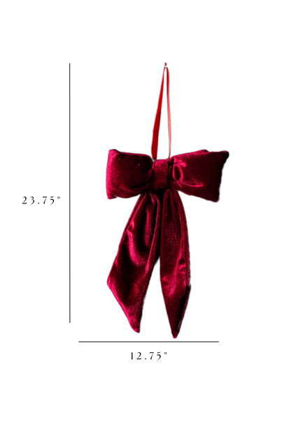 Bows Red Velvet Fabric: Small