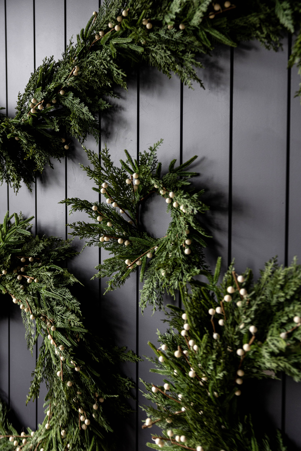 White Plum Berry Norfolk Cypress Real Touch Wreath - 14"