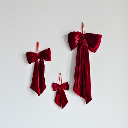 Bows Red Velvet Fabric: Small