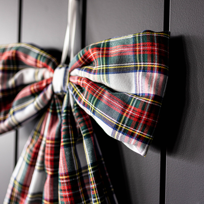 Bow Holiday Red Plaid Fabric: Small