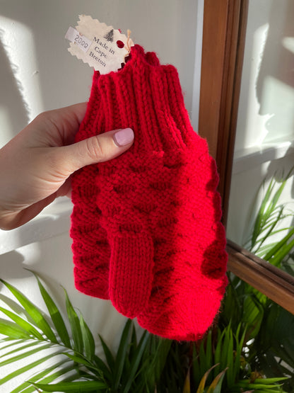 Red Hand Knit in Cape Breton ❤️ - Womens Adult / Teen Mitts