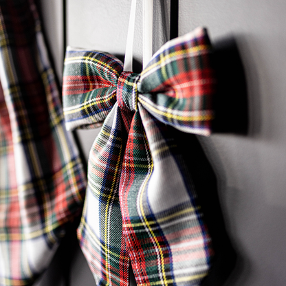 Bow Holiday Red Plaid Fabric: Small