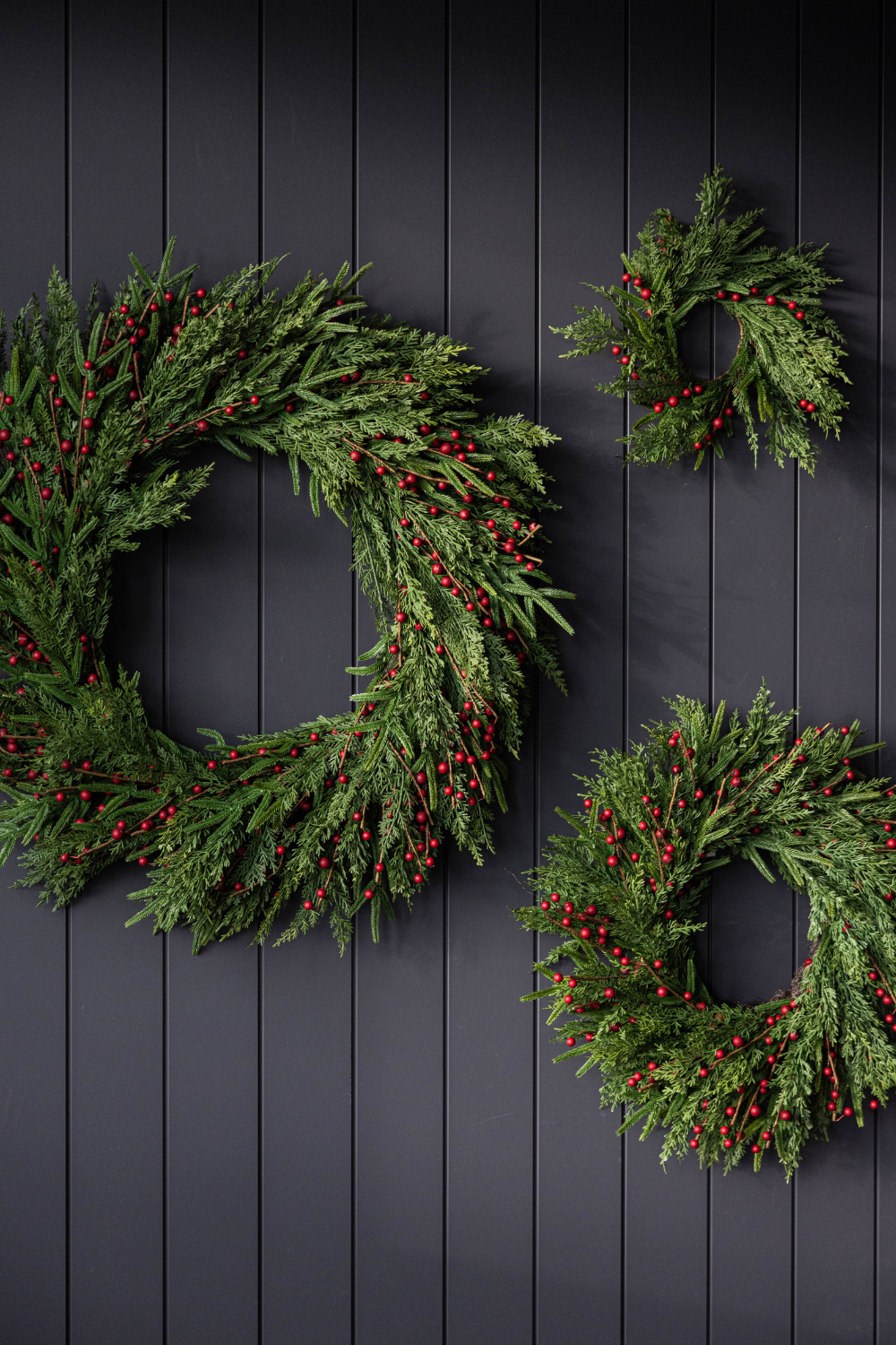 Red Plum Berry Norfolk Cypress Real Touch Wreath - 14"