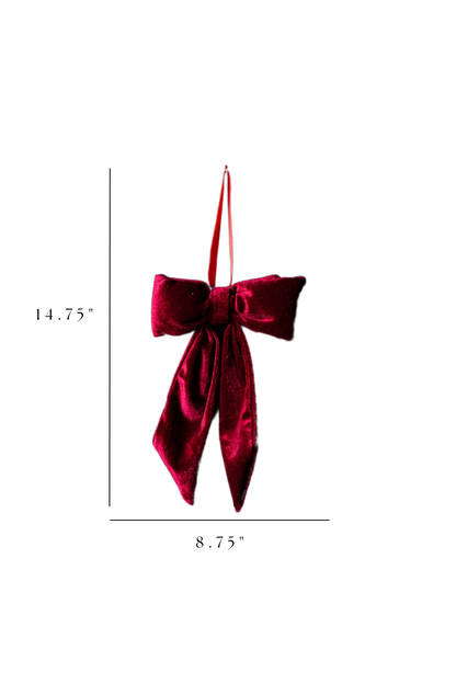 Bows Red Velvet Fabric: Small
