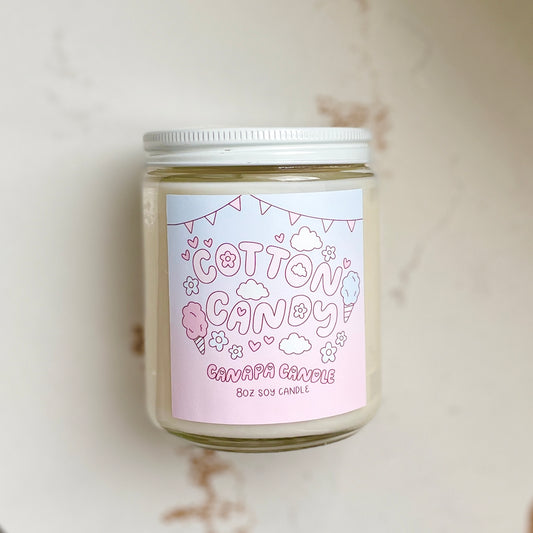 Cotton Candy Soy Candle - Fluffy Pink & Blue Cotton Candy