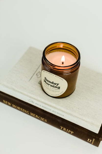 Sunday Morning Soy Wax Candle made in Canada by Canapa Candle in Louisbourg, Cape Breton Island, Nova Scotia - Vegan, Paraben and Phthalate free - Smells like:  Baked Banana, Vanilla, Maple Syrup, Cream, Caramel, Coffee Bean